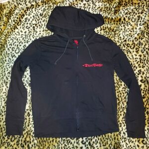 VINTAGE RHINESTONE SPARROW DIRTBAG ZIP HOODIE XL Y2K HOT TOPIC PUNK